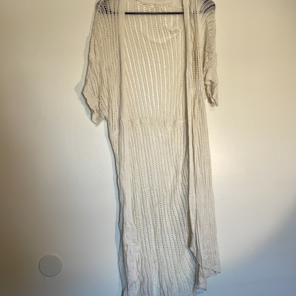 Do Everything In Love Open Knit Crochet Short Sleeve Belted Bathingsuit Cover Up - Picture 7 of 8